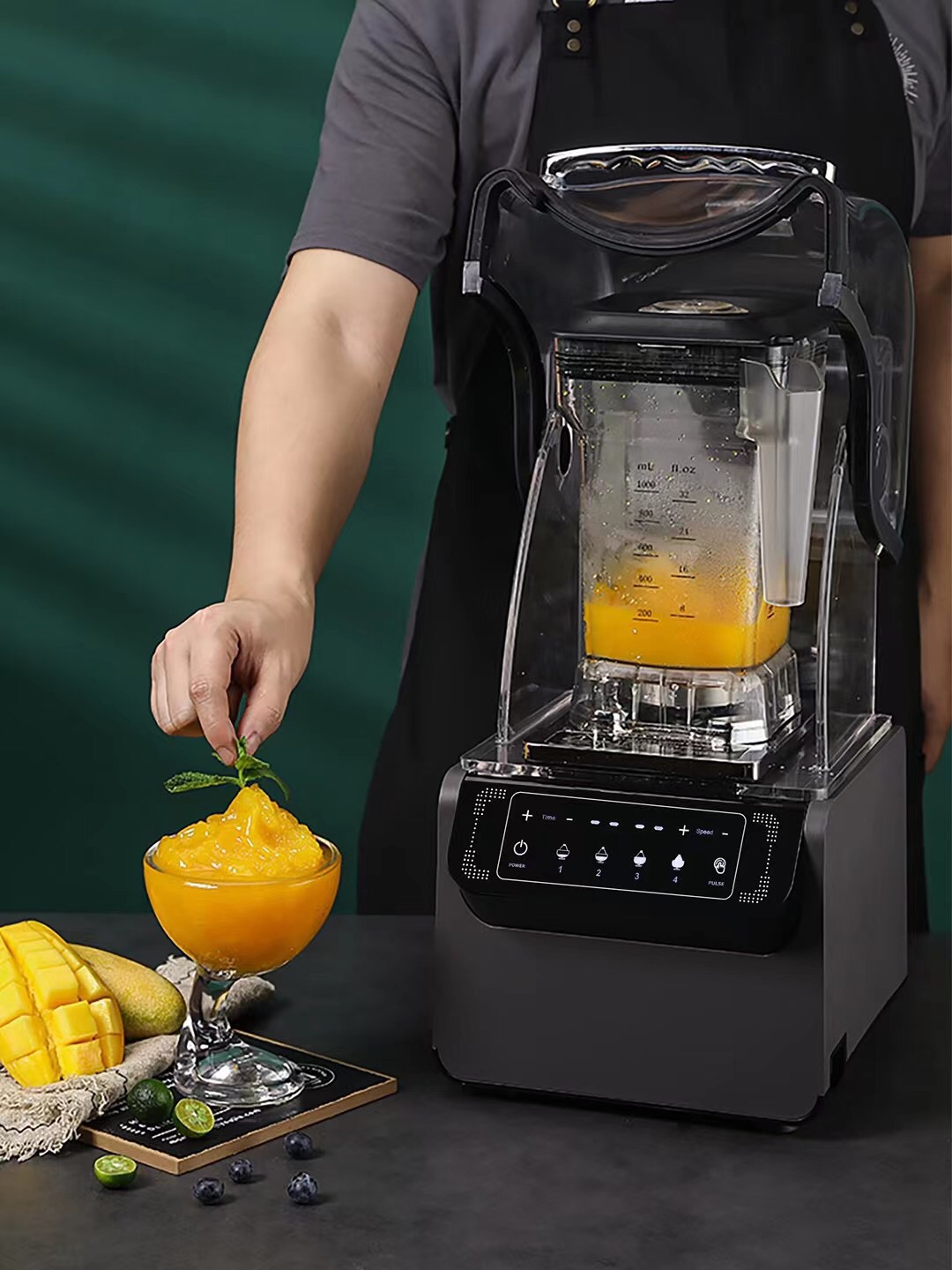 Low noise Smoothies Blender with Sound-Proof Cover Professional Industrial Blender Commercial 2L Blender