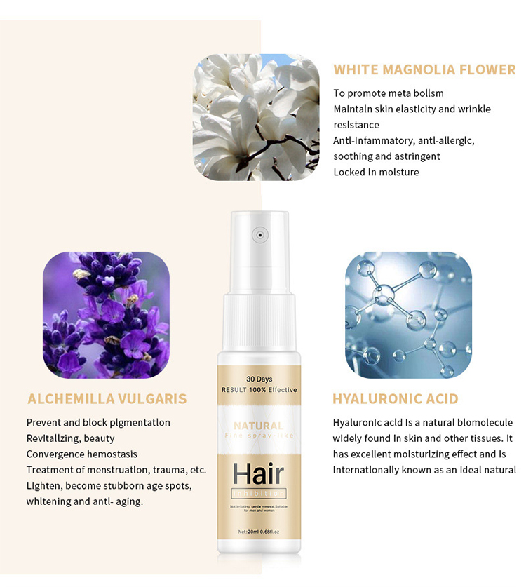 Factory Whole Sale 20ML Powerful Permanent Painless Hair Removal Stop Hair Growth Inhibitor from China supplier