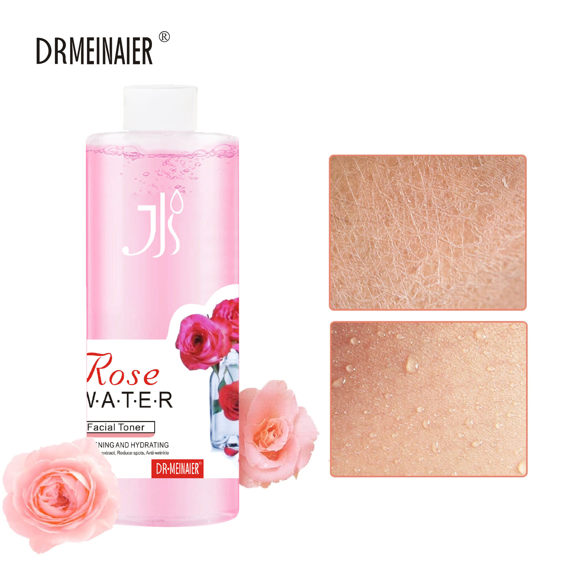 Private Label 500ml Rose Water Facial Toner Moisturizing Lighting Nourishing Whitening and Hydrating Skin Care Product from China supplier
