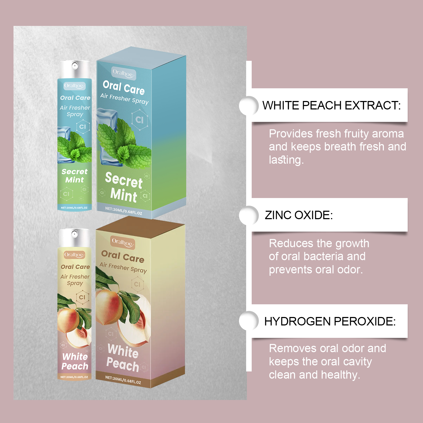 Oral Care Cool Mint Breath Freshener Spray Portable Peach Mint Oral Wholesale Mouth Freshener Products from China supplier