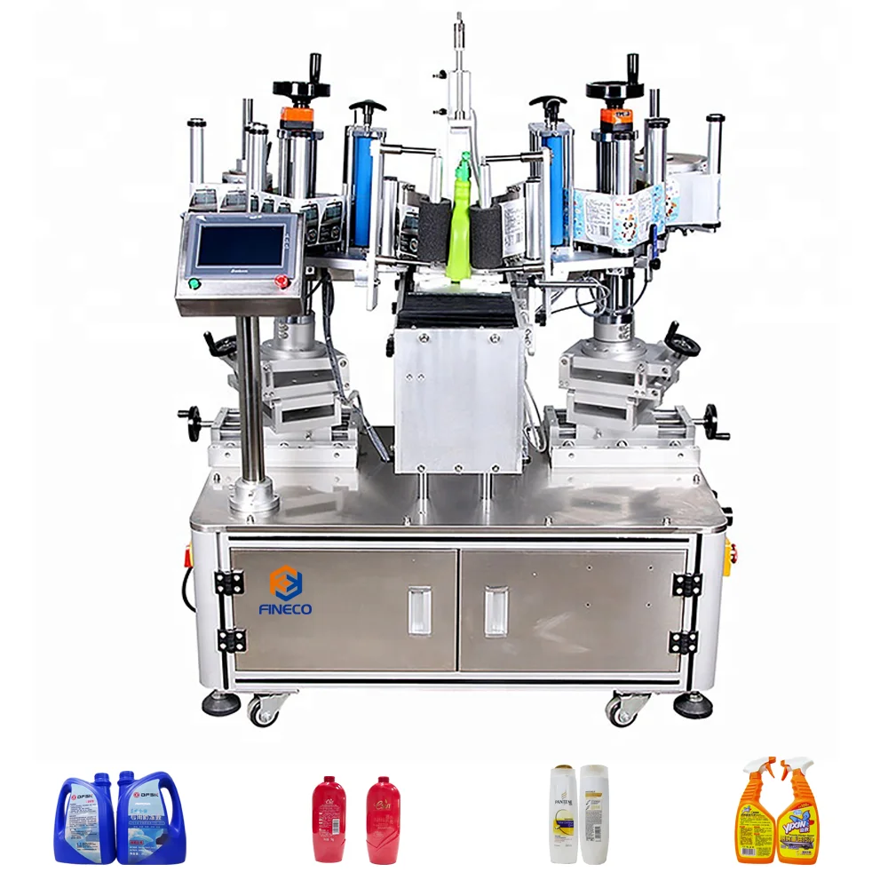 FK909 Efficient double sided label Self-Adhesive Flat Container two sided bottle Front & Back Two sides labeling machine from China supplier