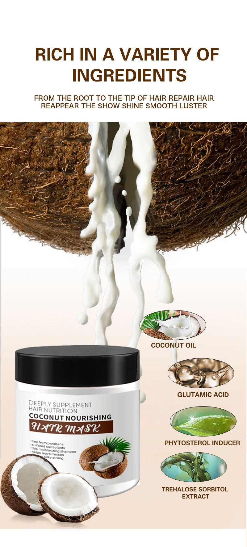 Private Label Coconut Oil Shampoo Conditioner Set Moisturizing Anti-Dandruff Organic Anti Hair Loss Beauty Women Products from China supplier