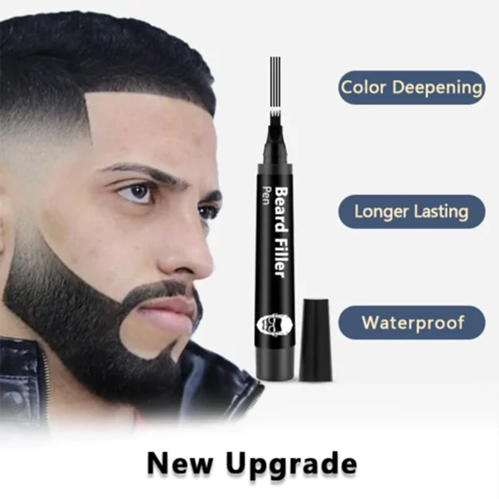 Natural Black Beard Pencil Filler for Men Filling Powder Dark Brown Black Beard and Eyebrow Filler Pen from China supplier