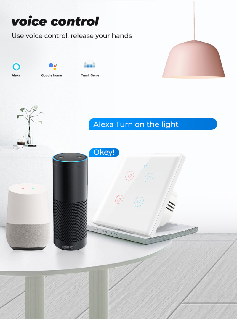 EU No Neutral Alexa Smart Home Touch Screen Light Wifi Smart Switch from China supplier