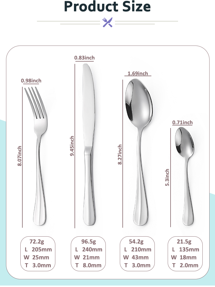 QZQ Wholesale Toddler Silverware Kids Flatware 18/10 Stainless