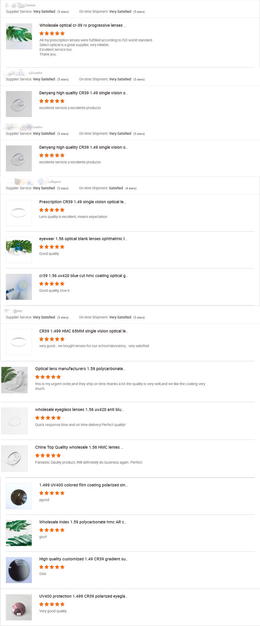 Professional optical lens direct supplier index 1.499 1.56 1.59 1.6  1.67 1.74 uncut eyeglasses lenses multi coated from China supplier