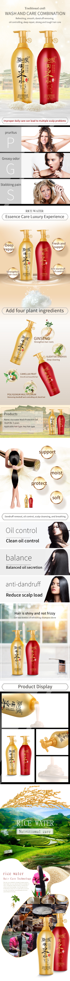 Private Label Smoothing Anti-Dandruff Shampoo Moisturizing Nourishing Oil Control Rice Water Products for Hair Loss Relief from China supplier