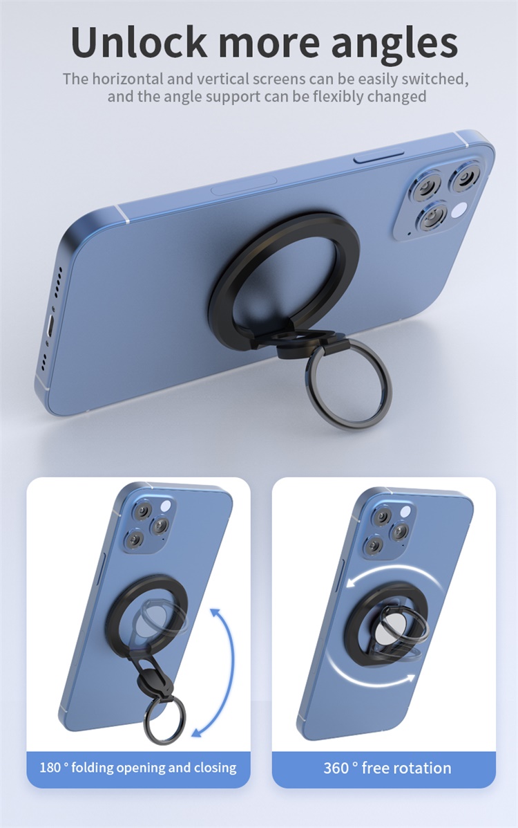 For MagSafe Magnetic Ring Phone Holder for iPhone 360 Degree Rotating Foldable Magnet Cell Phone Grip Kickstand from China supplier