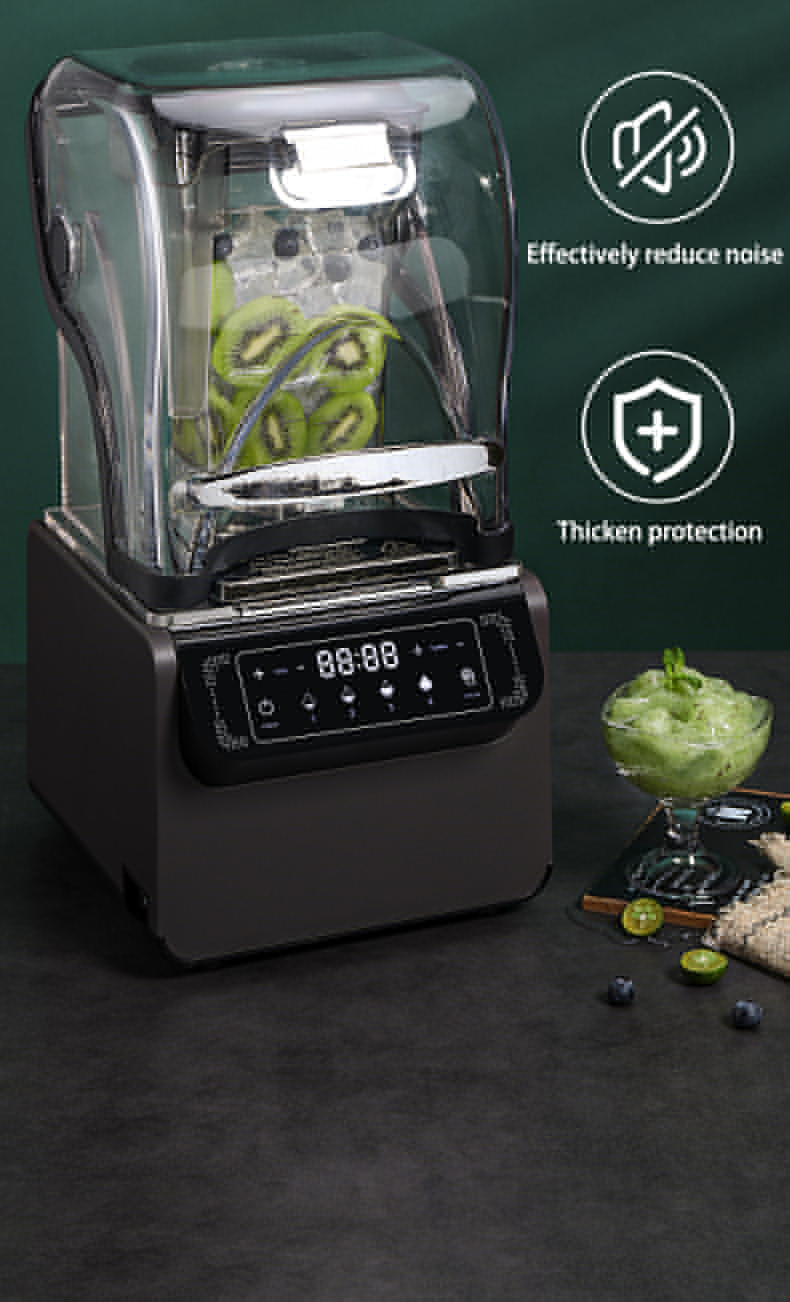 Soundproof Cover Commercial Blender Electric Multi-functional Smoothie Blender High-Power Fruit Juicer Industrial Blender