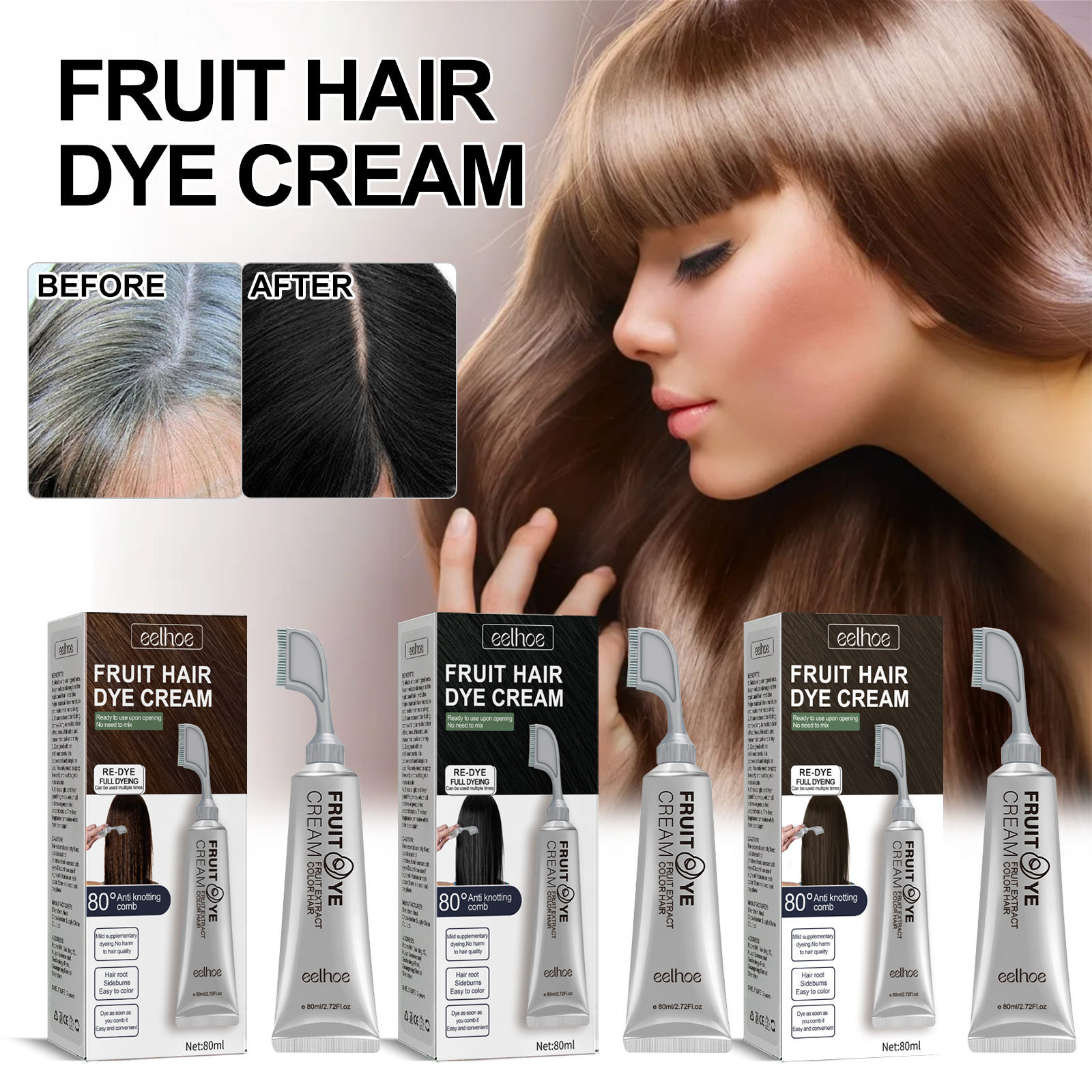 Private Logo OEM Available Fruit and Vegetable Hair Balm Gentle Long-lasting Waterproof Natural Colors Hair Dye Cream from China supplier