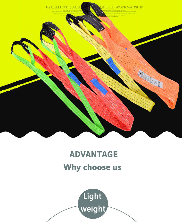 10 Ton PE Flat webbing Sling lifting Belt Color Code Lifting Belt Sling