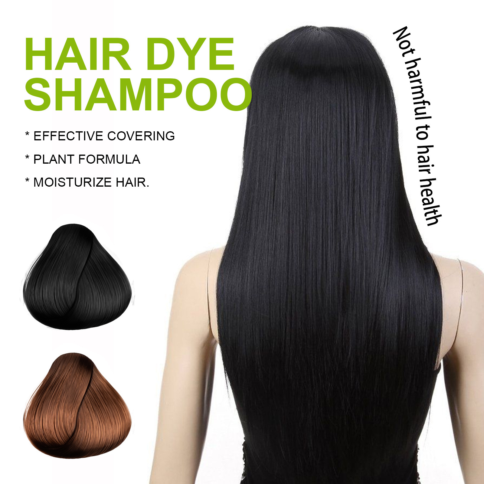 OEM Custom Professional Hair Dye Shampoo Oil Permanent Natural Hair Dye Color Black Hair Dye Shampoo 3 in 1 from China supplier