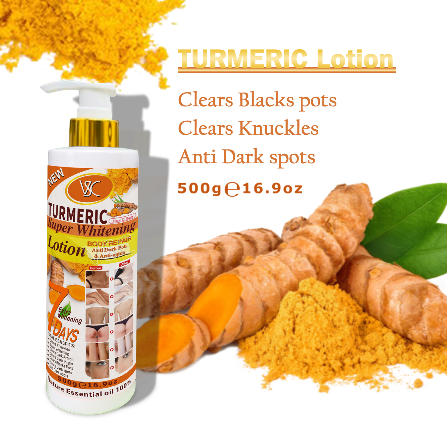 Private Logo Turmeric Lotion Skin Care Body Cream Repair Whitening Brightening Anti Dark Pots Nourishing Vitamin C Body Lotion from China supplier