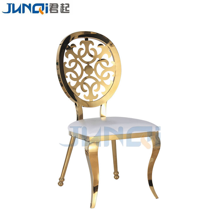 Modern luxury gold stainless steel stackable throne tiffany base wedding chair