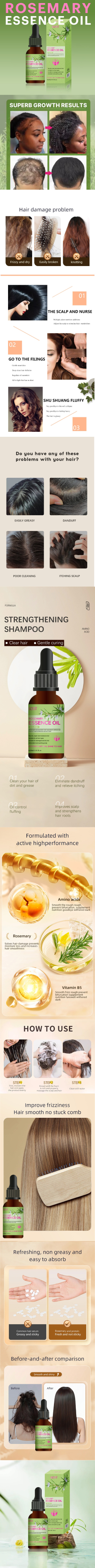 Organic Anti Loss Rosemary Hair Growth Serum Support OEM 30ml Moisturizing Nourishing Hair Care Products Set from China supplier