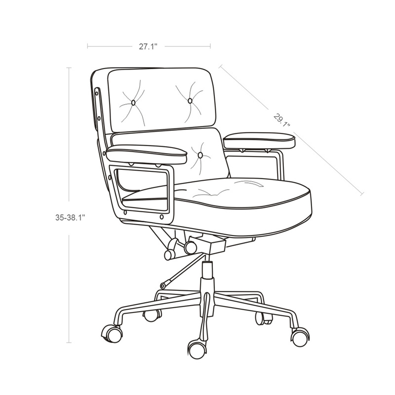 1PCS USA free shipping Aluminum alloy frame leather swivel chair modern black cheap executive office lobby chairs