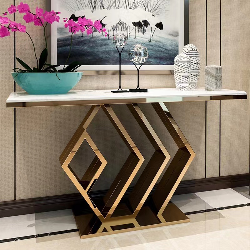 Modern luxury furniture corner console tables Living Room hallway Mirrored gold console table