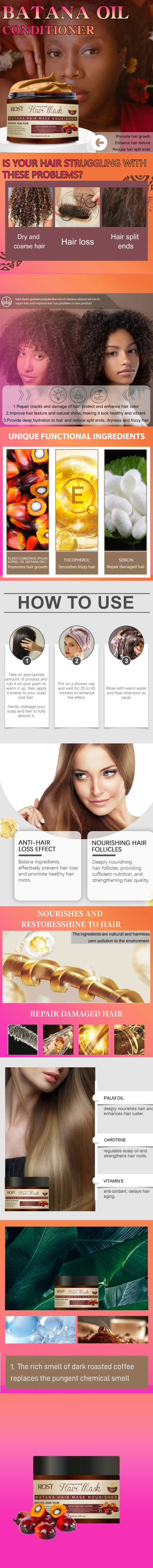 New Arrival Organic Batana Oil Hair Mask Support Private Label Repair Damaged Spilt End Anti Loss Hair Growth Products Set from China supplier