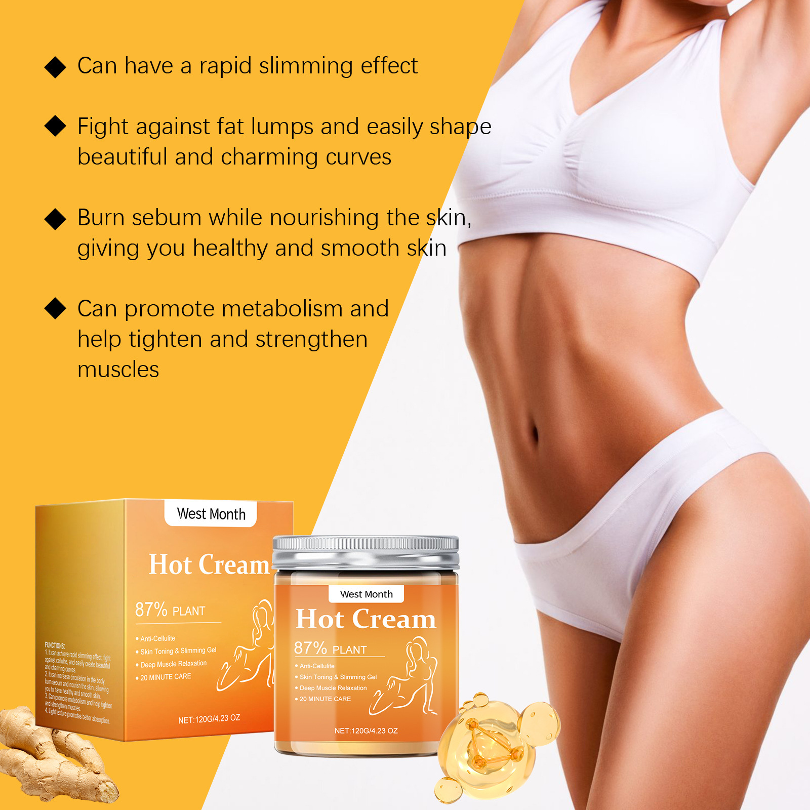 ODM OEM Body Slimming Cream for Weight Loss Hot Burn Fat Melting Gel Skin Care Body Care Cream Beauty & Personal Care Product from China supplier