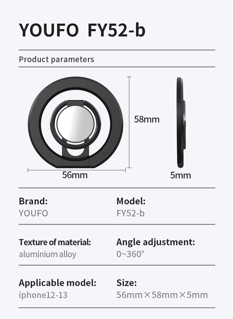 For MagSafe Magnetic Ring Phone Holder for iPhone 360 Degree Rotating Foldable Magnet Cell Phone Grip Kickstand from China supplier